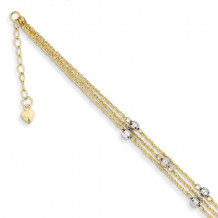 Quality Gold 14k Two Tone Triple Strand Anklet - ANK194-9