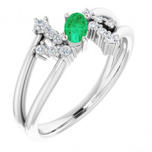 14K White Emerald & 1/8 CTW Diamond Bypass Ring - 72099614P