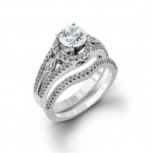 Zeghani 14k White Gold Diamond Engagement Ring Set