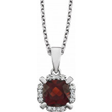 14K White Mozambique Garnet & .05 CTW Diamond 18 Necklace - 65195360001P