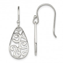 Quality Gold Sterling Silver Filigree Oval Dangle Earrings - QE7205
