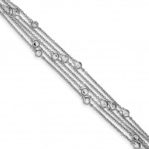 Quality Gold Sterling Silver Rhodium-plated Multi-Strand CZ Bracelet - QX556CZ