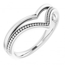 14K White Beaded V Ring - 51878101P