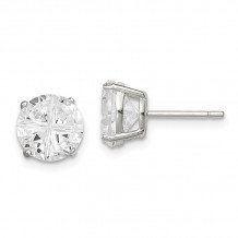 Quality Gold Sterling Silver 8mm Round Basket Set CZ Stud Earrings - QE7484