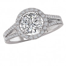 18k White Gold Round Halo Semi-Mount Diamond Engagement Ring