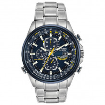 CITIZEN Eco-Drive Sport Luxury World Chrono Mens Watch Stainless Steel - AT8020-54L