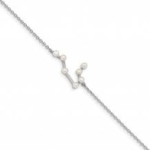 Quality Gold Sterling Silver Rhod-plat 7 2-3mm FWC Pearl Gemini Bracelet - QG5093-7