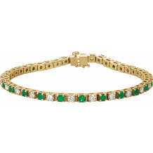 14K Yellow Emerald & 2 1/3 CTW Diamond Line 7 Bracelet - 62078255393P