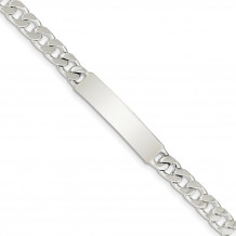 Quality Gold Sterling Silver 8inch Polished Engraveable Curb Link ID Bracelet - QID134-8