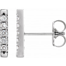 14K White 1/8 CTW Diamond French-Set Bar Earrings - 87066600P