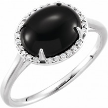 14K White Onyx & .06 CTW Diamond Ring - 7163370009P