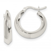 Quality Gold Sterling Silver Beveled Hoop Earrings - QE13181