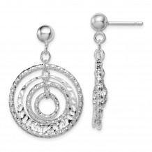 Quality Gold Sterling Silver Rhodium-plated Textured Circle Post Dangle Earrings - QE11437