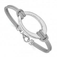 Quality Gold Sterling Silver Rhodium-plated Brushed Oval Mesh Knotted Bracelet - QB704