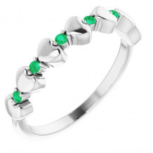 14K White Emerald Stackable Heart Ring - 71999601P