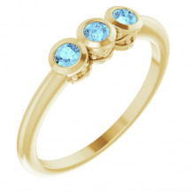 14K Yellow Aquamarine Three-Stone Bezel-Set Ring - 71996614P