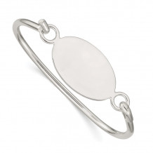 Quality Gold Sterling Silver  Oval ID Plate Bangle Bracelet - QB415