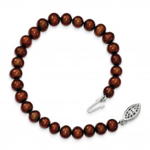 Quality Gold Sterling Silver 6-7mm Brown FW Cultured Pearl Bracelet - QH4817-7.25
