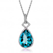 Zeghani 14k White Gold Diamond & Topaz Pendant