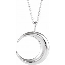 14K White Crescent Moon 16-18 Necklace - 86693600P
