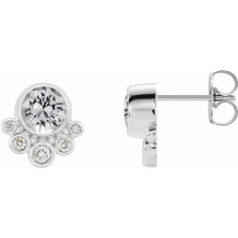 14K White Sapphire & 1/8 CTW Diamond Earrings - 86777680P