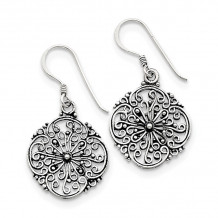 Quality Gold Sterling Silver Antiqued Filigree Dangle Earrings - QE7375