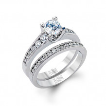 Zeghani 14k White Gold Diamond Engagement Ring