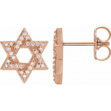 14K Rose 1/8 CTW Diamond Star of David Earrings - 86977602P