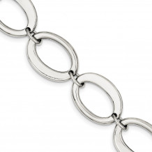 Quality Gold Sterling Silver Polished Oval Loop Bracelet - QH4924-7.5