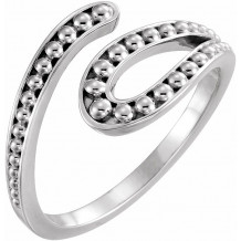 14K White Beaded Bypass Ring - 51714101P