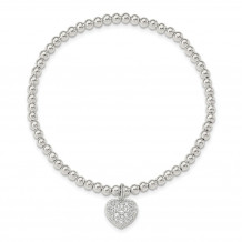 Quality Gold Sterling Silver CZ Heart Stretch Bracelet - QH5450