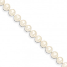 Quality Gold 14k White Near Round Freshwater Cultured Pearl Bracelet - XF453-5