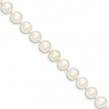 Quality Gold 14k White Near Round Freshwater Cultured Pearl Bracelet - WPN080-7.5