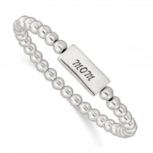 Quality Gold Sterling Silver Enameled MOM Stretch Bracelet - QG3208