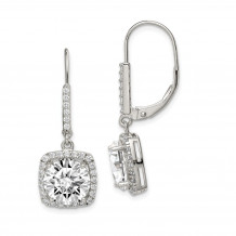 Quality Gold Sterling Silver Polished CZ Dangle Earrings - QE12425