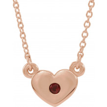 14K Rose Mozambique Garnet Heart 16 Necklace - 8633560002P