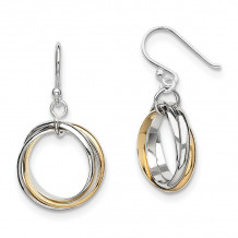 Quality Gold Sterling Silver Gold-Plated Triple Circle Dangle Earrings - QE7236