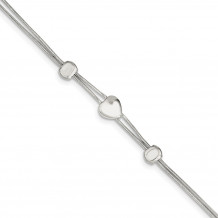 Quality Gold Sterling Silver Polished Heart Snake Bracelet - QG3263-7.5