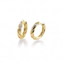 14k Yellow Gold Breuning Diamond Huggie Earrings