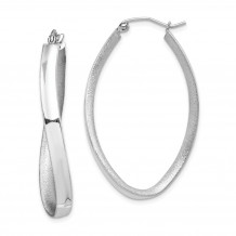 Quality Gold Sterling Silver Rhodium Plated Polish & Textured Twisted Hoop Earrings - QE8285