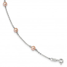 Quality Gold Sterling Silver Rh-plated Pink FW Cultured Pearl Bracelet - QH5029-5