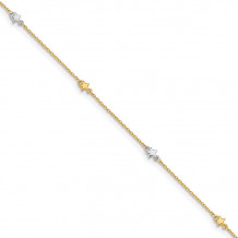 Quality Gold 14k Two Tone Polished Star Anklet - ANK291-10