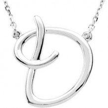 14K White Script Initial D 16 Necklace - 84635101P