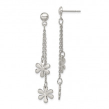 Quality Gold Sterling Silver Flower Dangle Post Earring - QE4097