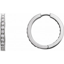 14K White 1 CTW Diamond Inside-Outside 22.8 mm Hoop Earrings - 8493360006P