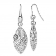 Quality Gold Sterling Silver Rhodium Plated Oval Leaf Dangle Earrings - QE8071
