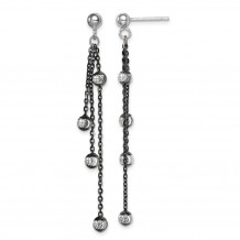 Quality Gold Sterling Silver & Ruthenium-plated Bead Dangle Post Earrings - QE11398