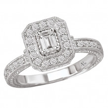 14k White Gold Halo Semi-Mount Diamond Engagement Ring