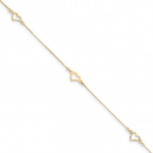 Quality Gold 14k Adjustable Fancy Heart Anklet - ANK157-9