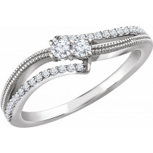 14K White 1/4 CTW Diamond Two-Stone Ring - 65222460000P